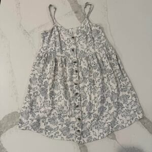 Gentle Fawn Floral Linen Blend ButtonDown Mini Babydoll Dress Womens Small Cream
